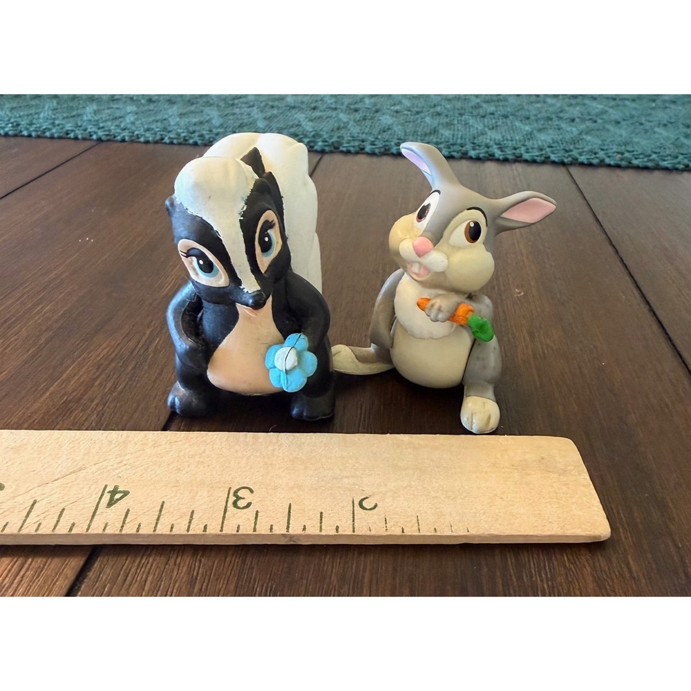 Disney Bambi Flower Skunk and Thumper Rabbit Vintage Squeeze Toy Figures Set